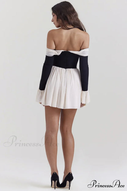 Alana Black & Charming Cream Off Shoulder Dress