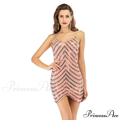 Alana Formal Stylish Sequin Midi Dress Red / S