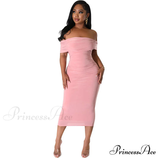 Alani Formal Off Charming The Shoulder Dress Pink / S