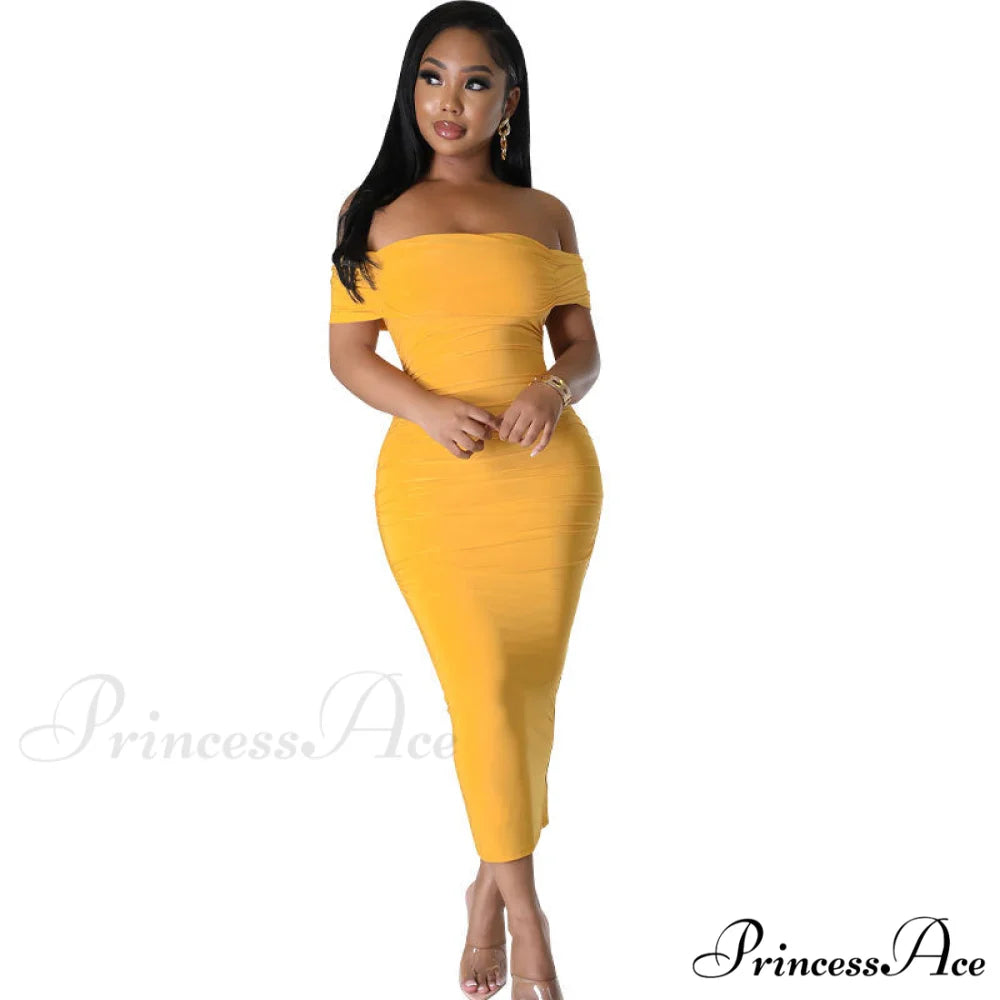 Alani Formal Off Charming The Shoulder Dress Yellow / S