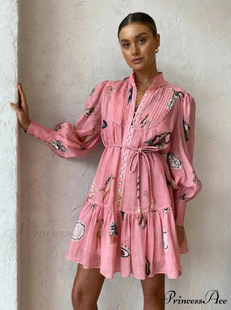 Alemais Cleo Smock Charming Mini Dress in Pink