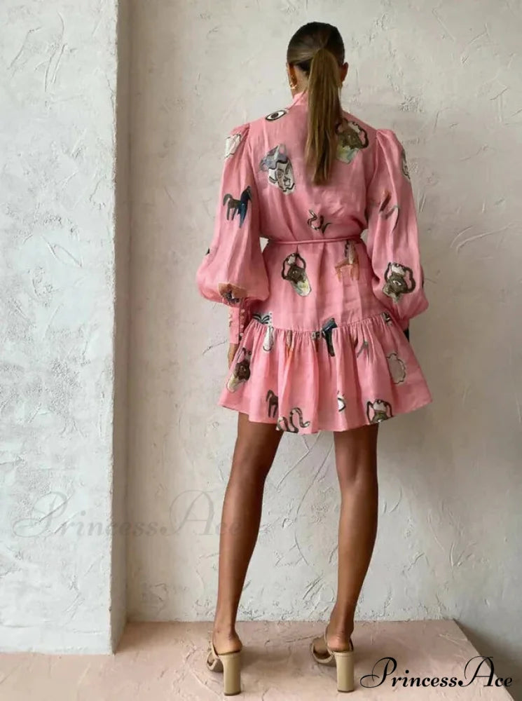 Alemais Cleo Smock Charming Mini Dress in Pink