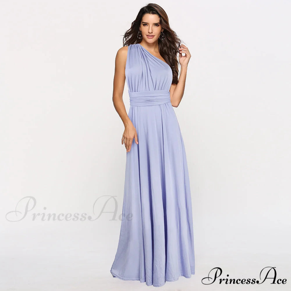 Alexandra Satin Lace Charming Back A-Line Dress Baby Blue / S