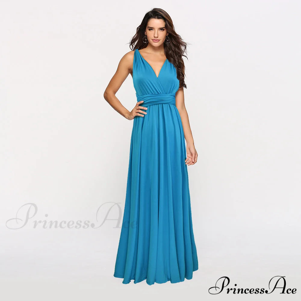 Alexandra Satin Lace Charming Back A-Line Dress Blue / S