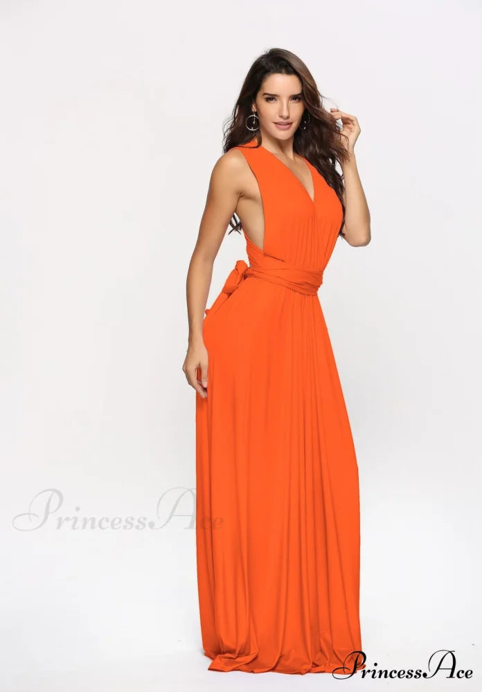 Alexandra Satin Lace Charming Back A-Line Dress Orange / S