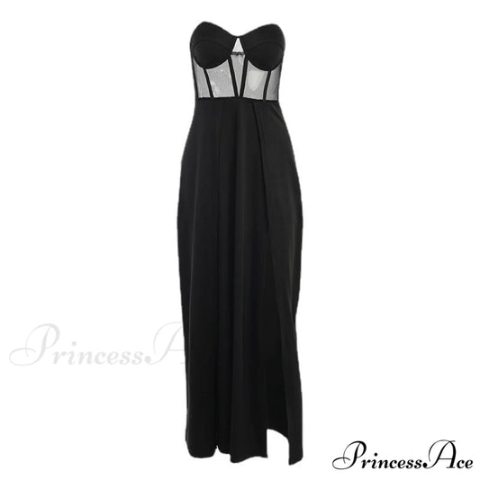 Alexia Formal High Charming Slit Illusion Dress BLACK / S