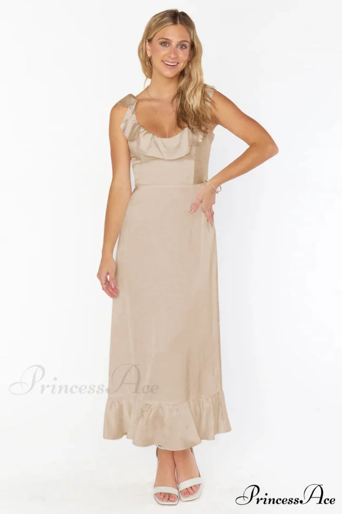 Alexis Elegant Midi Dress S / Champagne