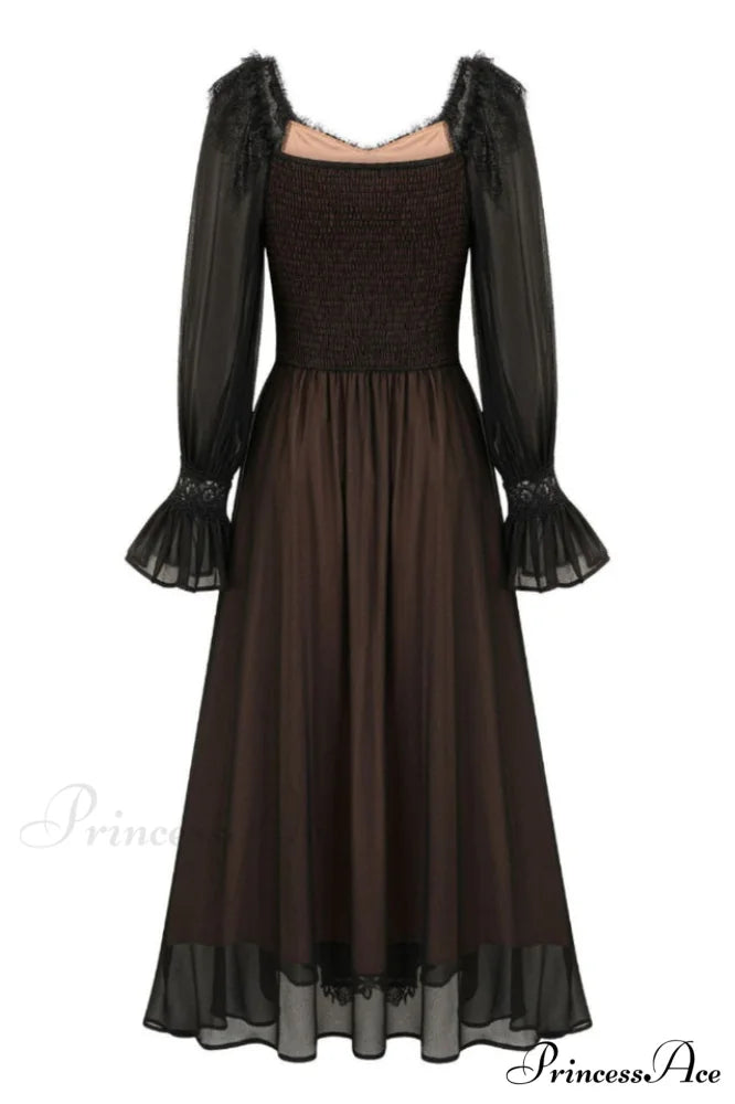 Aliana Floral Hollow Charming Long Sleeve Dress