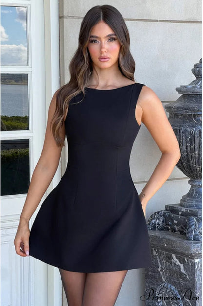 Alicia Elegant Mini Dress XS / Black