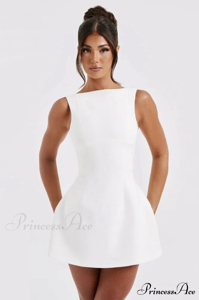 Alicia Elegant Mini Dress XS / White