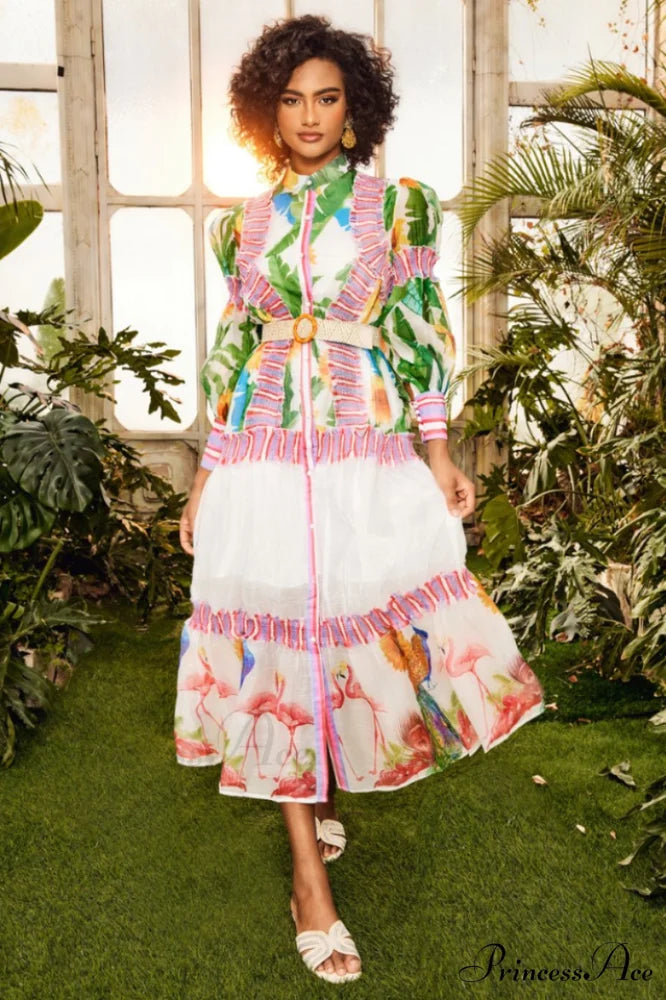 Alina Floral Lantern Charming Sleeve Maxi Dress S / Multi