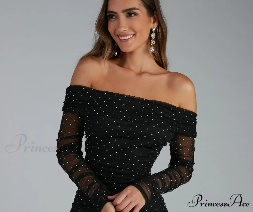 Aliya Formal Stylish Heatstone Ruched Bodycon