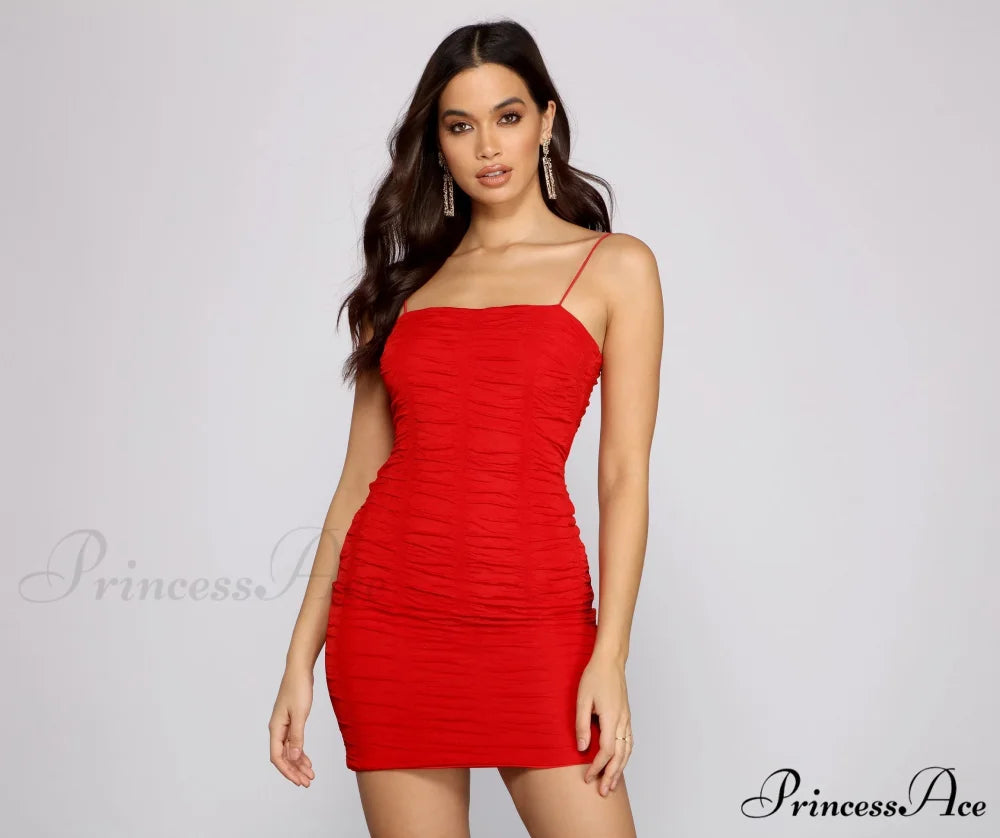 All About That Charming Mesh Mini Dress RED / XS