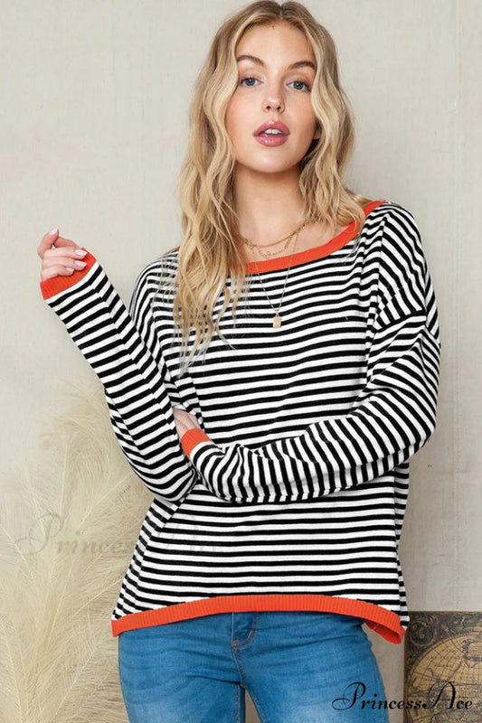 All Around The Charming Way Striped Top S / 1#