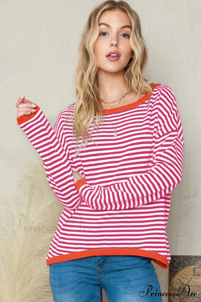 All Around The Charming Way Striped Top S / 2#
