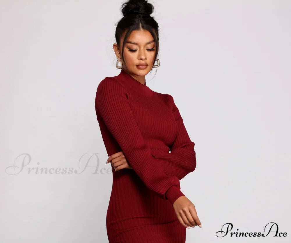 All Dolled Up Charming Ribbed Knit Mini Dress