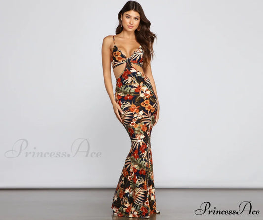 All Eyes On Me Graceful Floral Eyelet Maxi Dress NAVY / XS