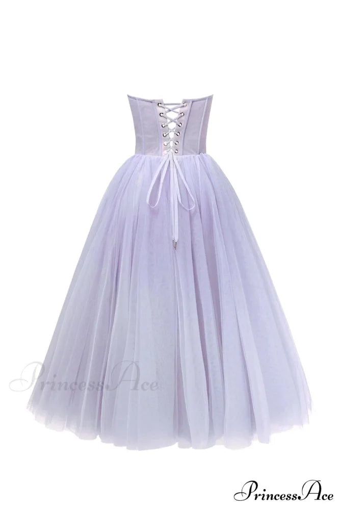 All For Love Trendy Strapless Tulle Midi Dress