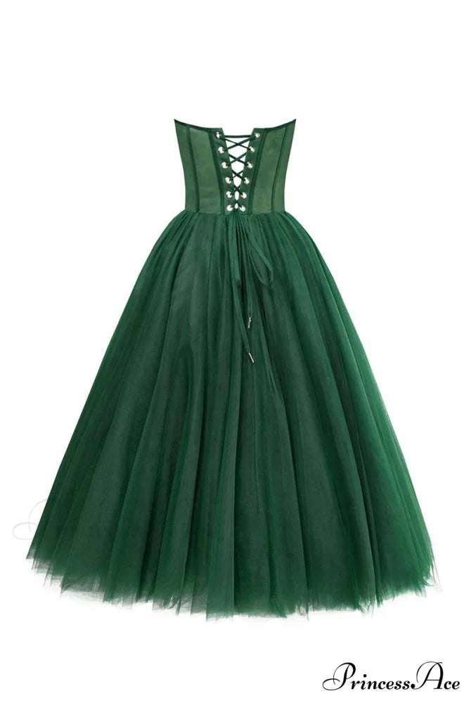 All For Love Trendy Strapless Tulle Midi Dress