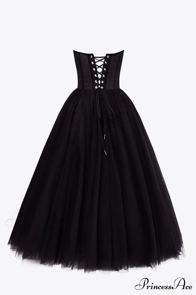 All For Love Trendy Strapless Tulle Midi Dress