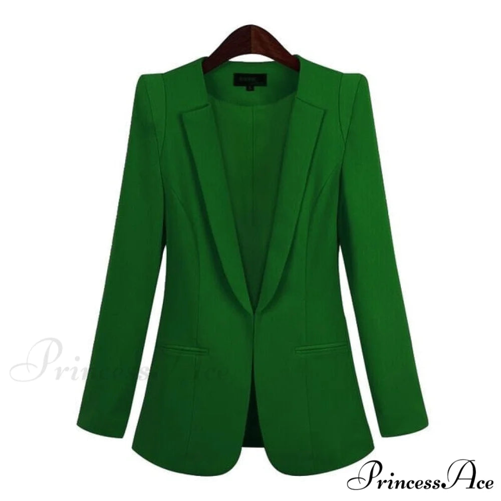 All-match Short Slim long-sleeve Blazer green / XS