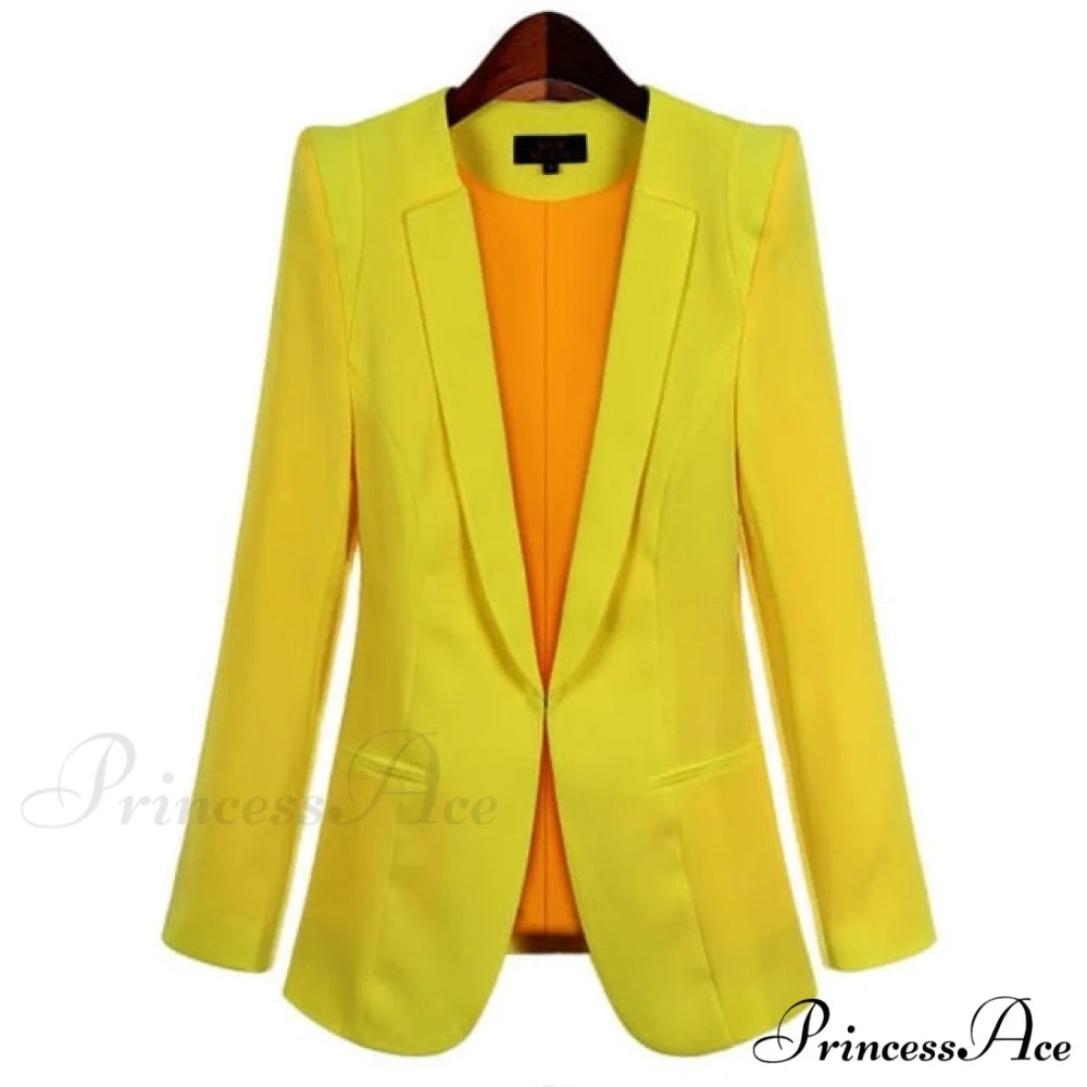 All-match Short Slim long-sleeve Blazer Yellow / XS