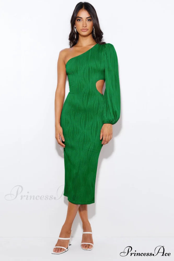 Allegra One Stylish Shoulder Midi Dress S / Green
