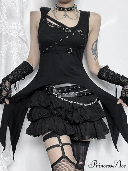 Alt Goth Cyber Y2K Gothic Eyelet Bandage Crop Top