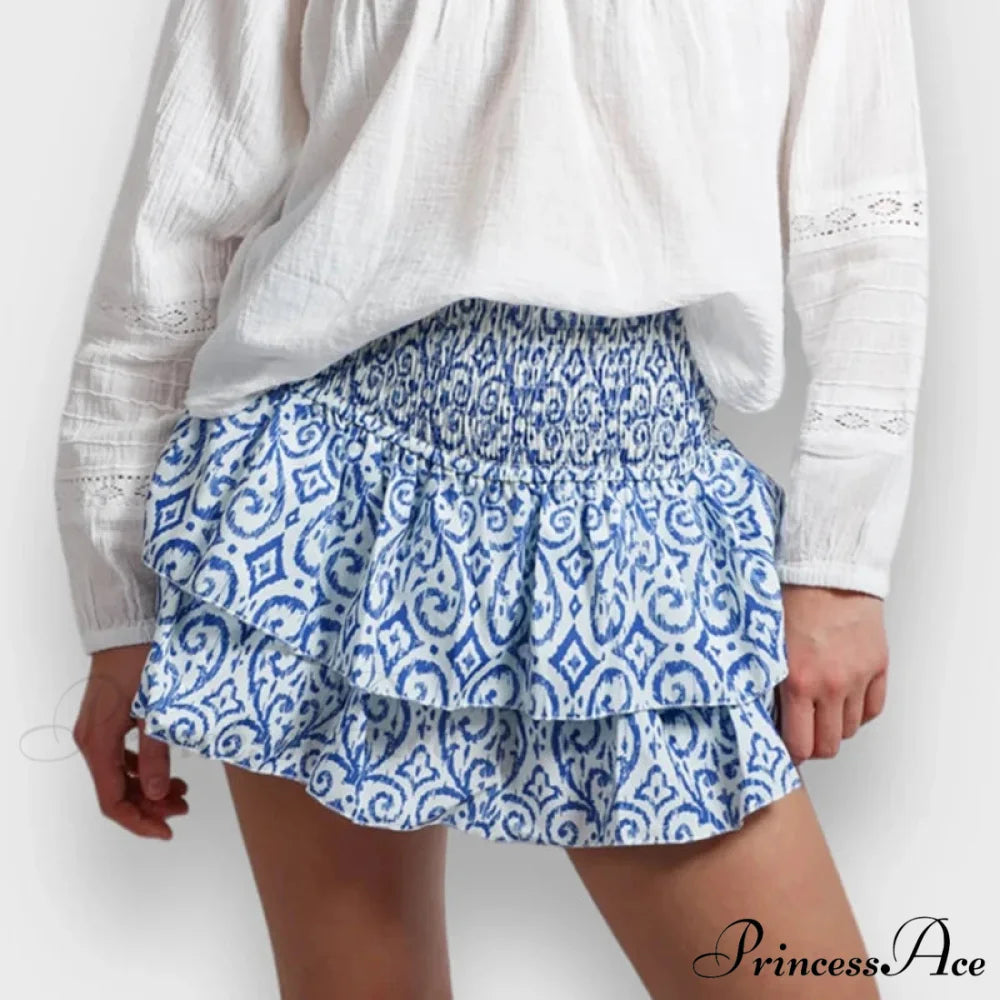 Alternative Graphic Frilly Pleated Skirt blue / S skirts-250223