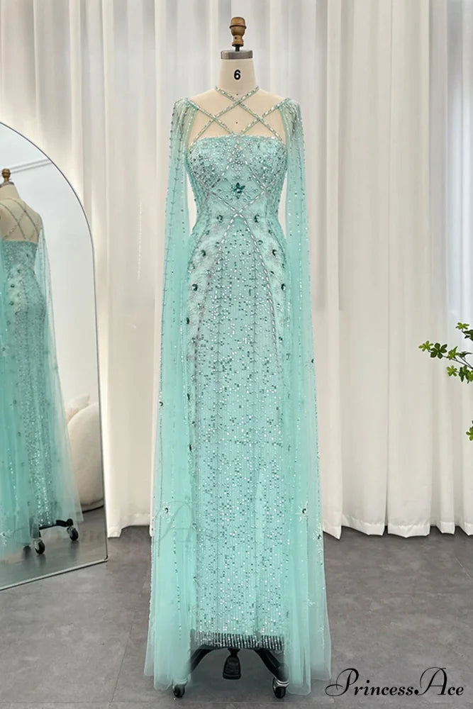 Alyce Beaded Graceful Maxi Dress Aqua / 2