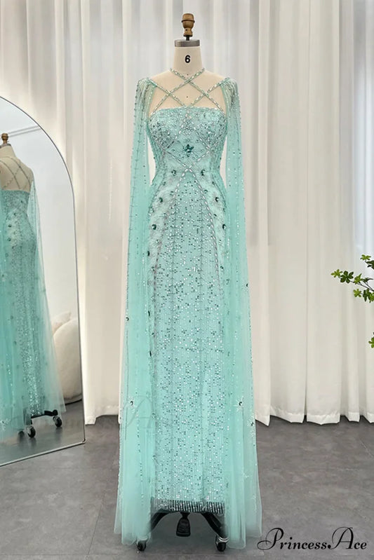 Alyce Beaded Graceful Maxi Dress Aqua / 2