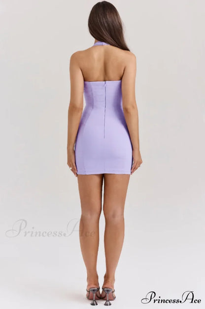 Alyssa Orchid Crepe Charming Plunge Mini Dress