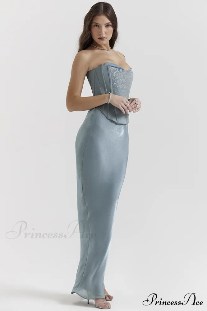 Amadi Satin Bra Charming + Maxi Skirt Set