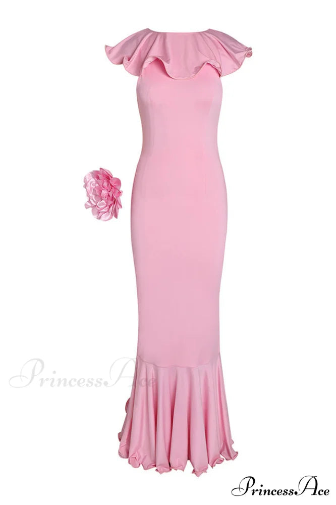 Amalie Ruffle Stylish Draped Maxi Dress
