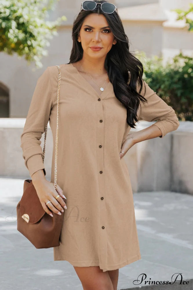 Amaryllis Solid Stylish Open Cardigan S / Khaki