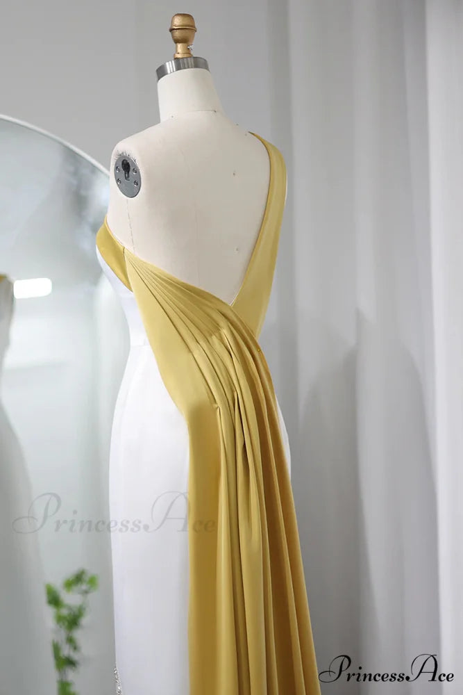 Ameena Beaded Graceful One-Shoulder Midi Dress