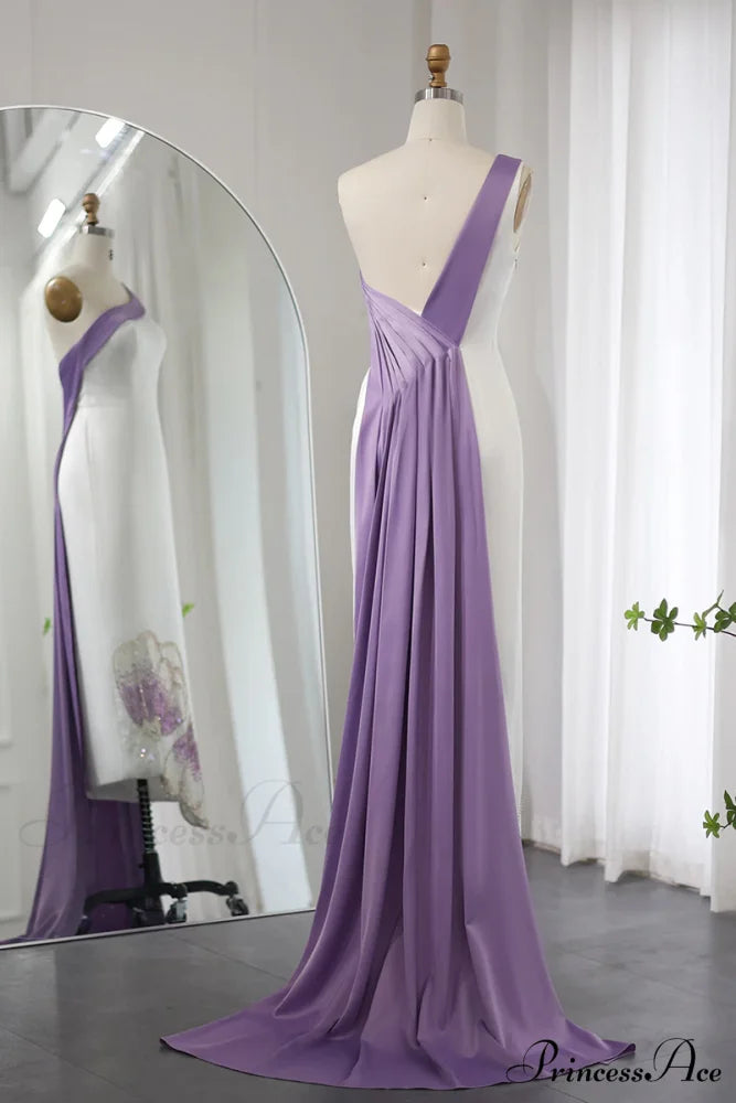 Ameena Beaded Graceful One-Shoulder Midi Dress