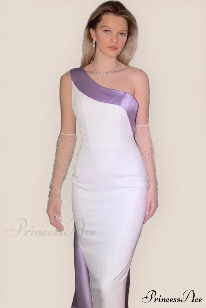 Ameena Beaded Graceful One-Shoulder Midi Dress