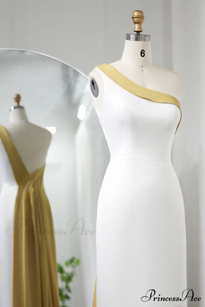 Ameena Beaded Graceful One-Shoulder Midi Dress