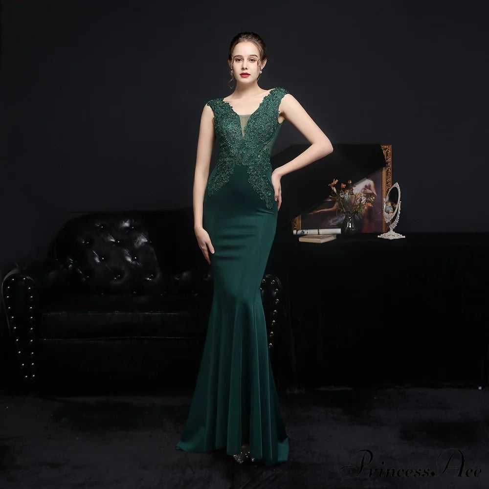 Amelia embroidered Stylish sequined fishtail dress HUNTER / XS