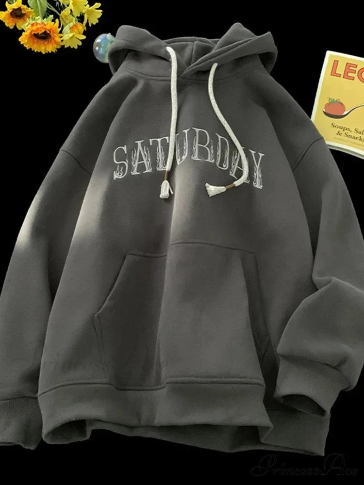 American Blaze Print Y2K Hoodie Dark Grey / M(40-45KG) hoodies-241228