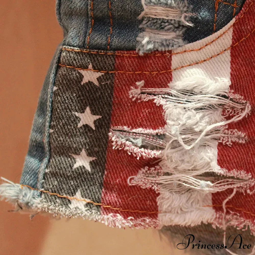 American Flag Printed Pole Dance Brief short-250223