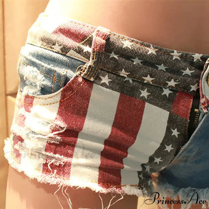 American Flag Printed Pole Dance Brief short-250223