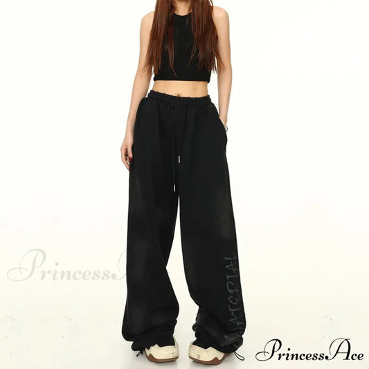 American Graffiti Tall Waist Trousers Black / L pants-241228