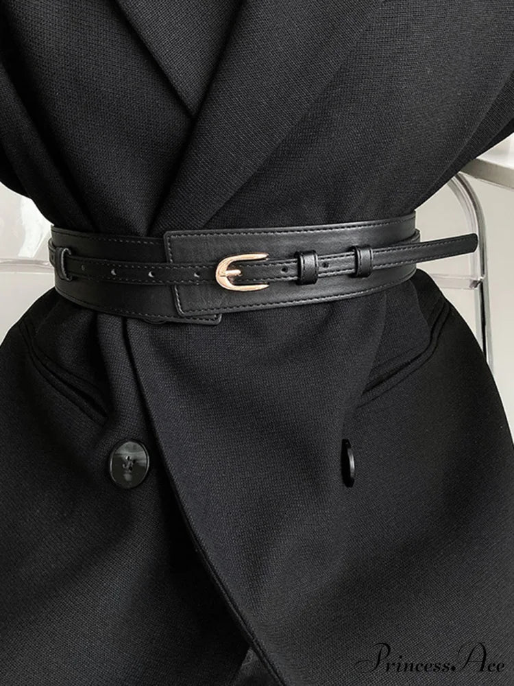 Amorini Charming Leather Belt Black / One Size