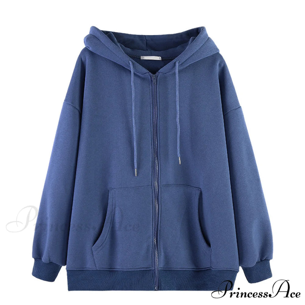 Angel Dark Print Streetwear Hoody Jacket Blue / M