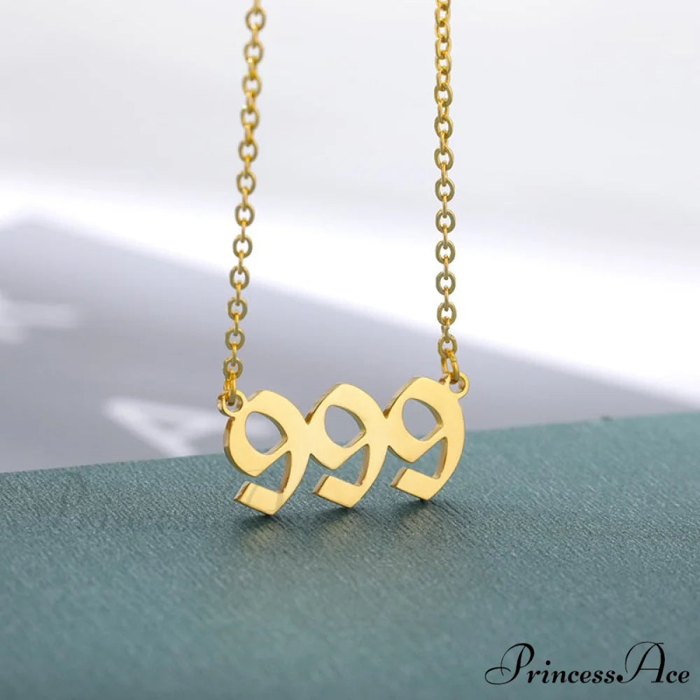 Angel Number Necklaces 999 / Gold Color