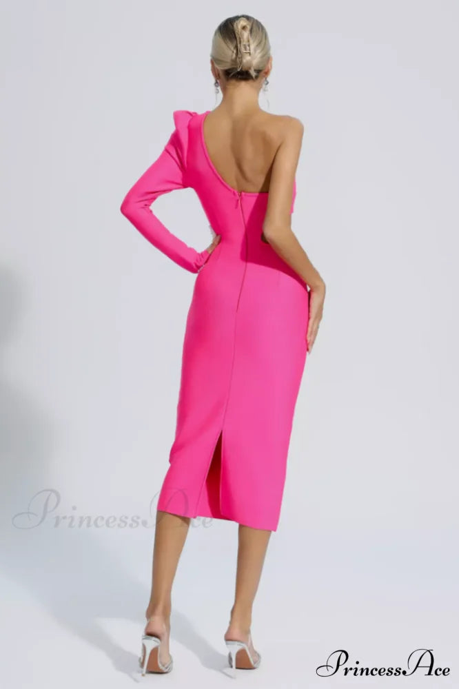 Angelica One-Shoulder Stylish Flower Appliqu鑼?Dress