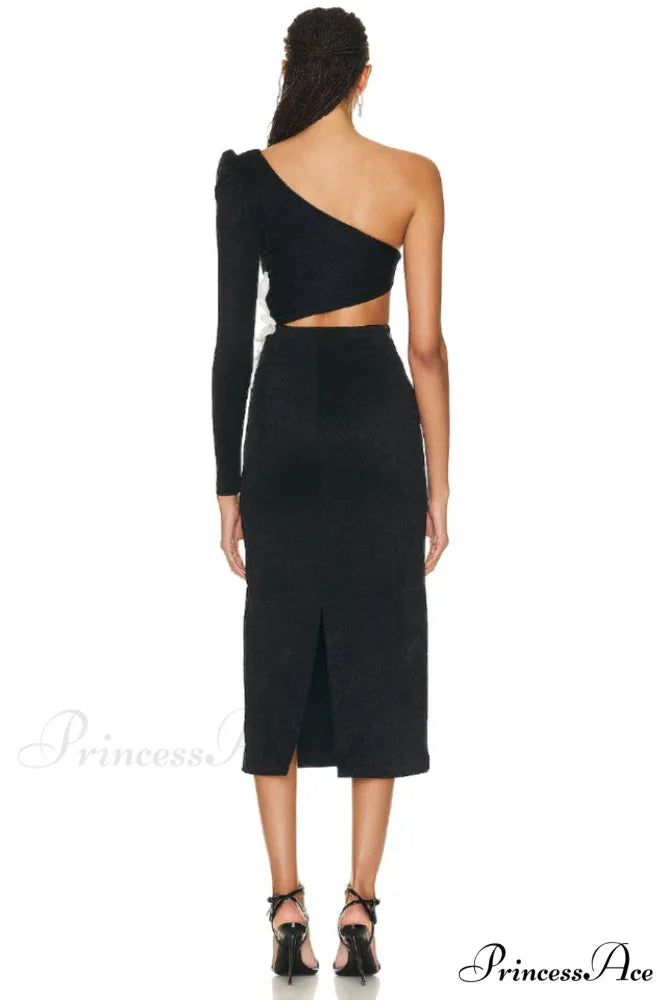 Angelica One-Shoulder Stylish Flower Appliqu鑼?Dress
