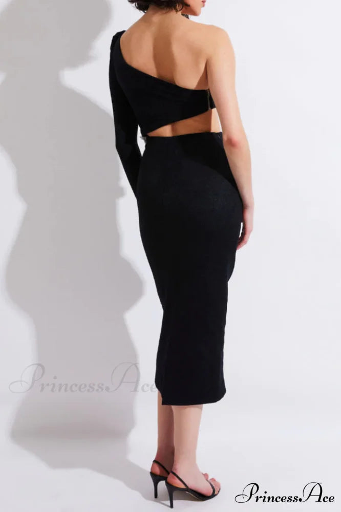 Angelica One-Shoulder Stylish Flower Appliqu鑼?Dress